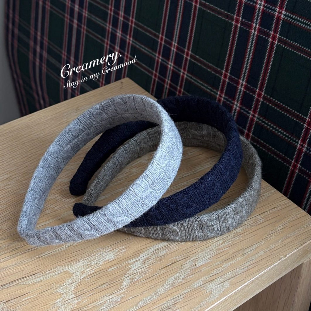 Creamery Retro Cable Knit Wool Hairband (4 colors)