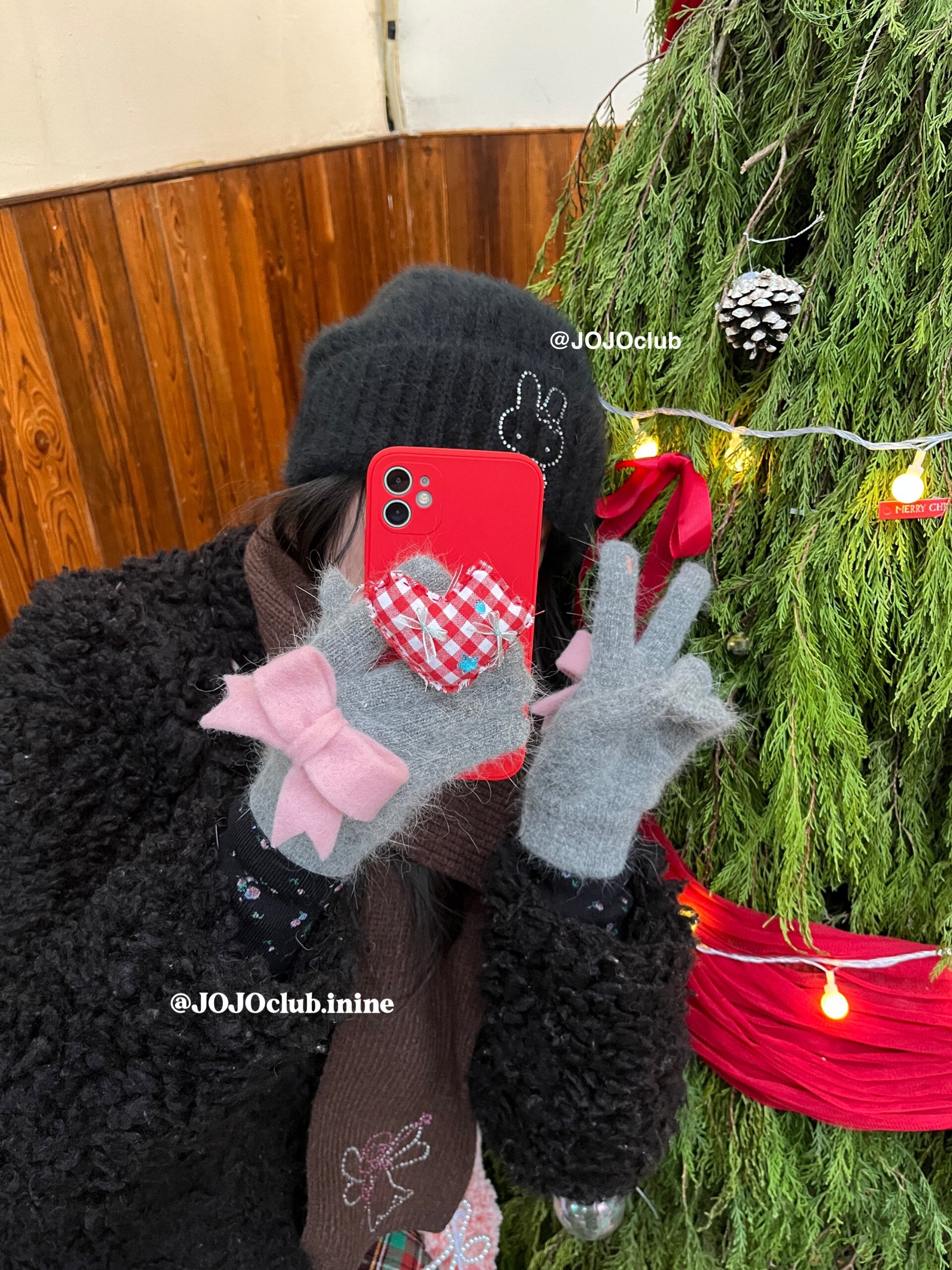 JOJOclub Bow Knit Winter Gloves