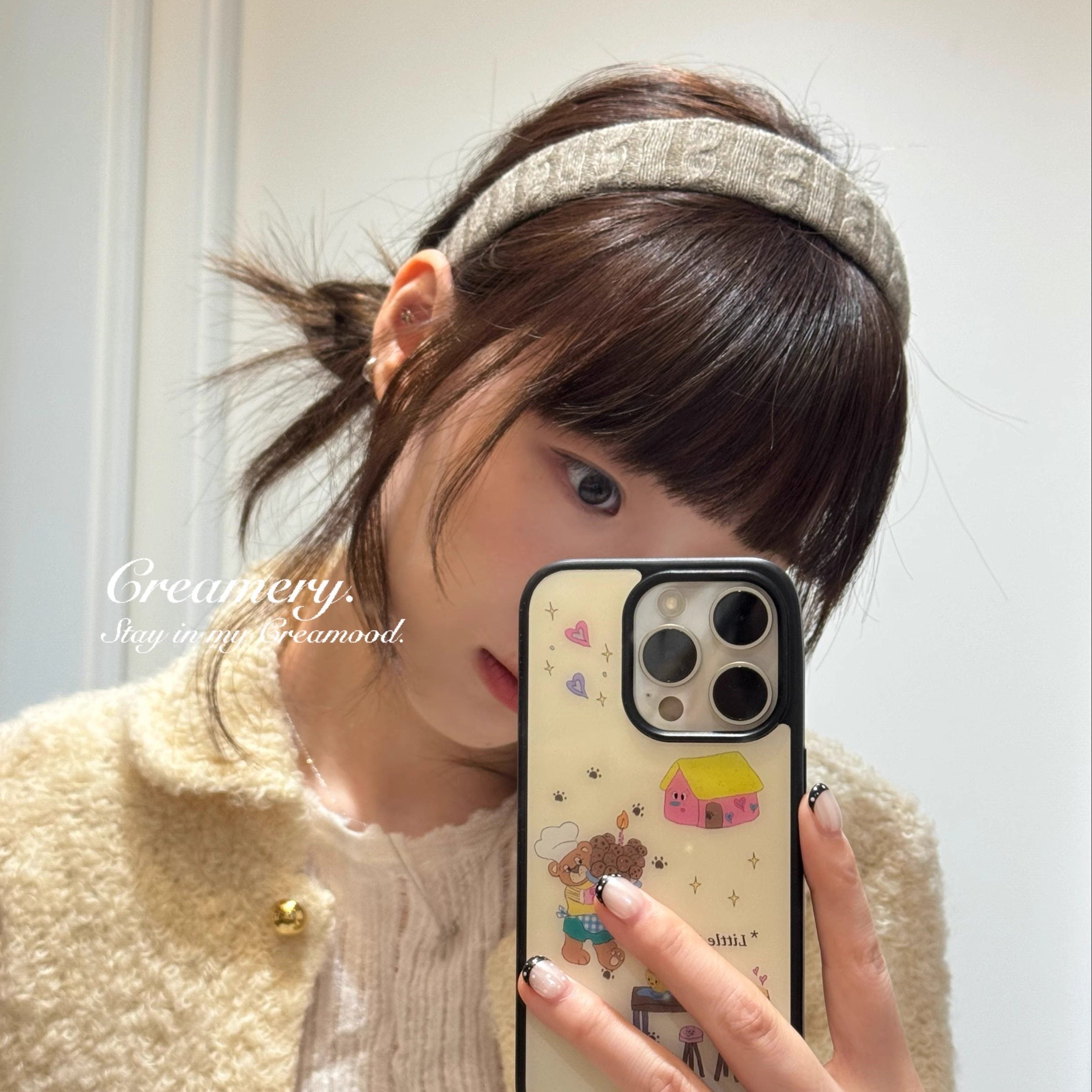 Creamery Retro Cable Knit Wool Hairband (4 colors)