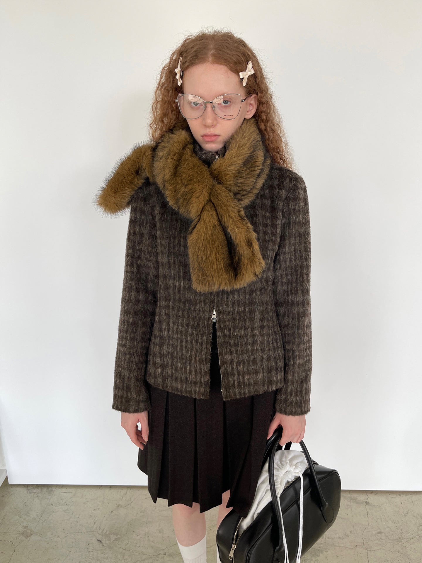 PFF GIRL Camel Brown Two-way Zipper Outerwear