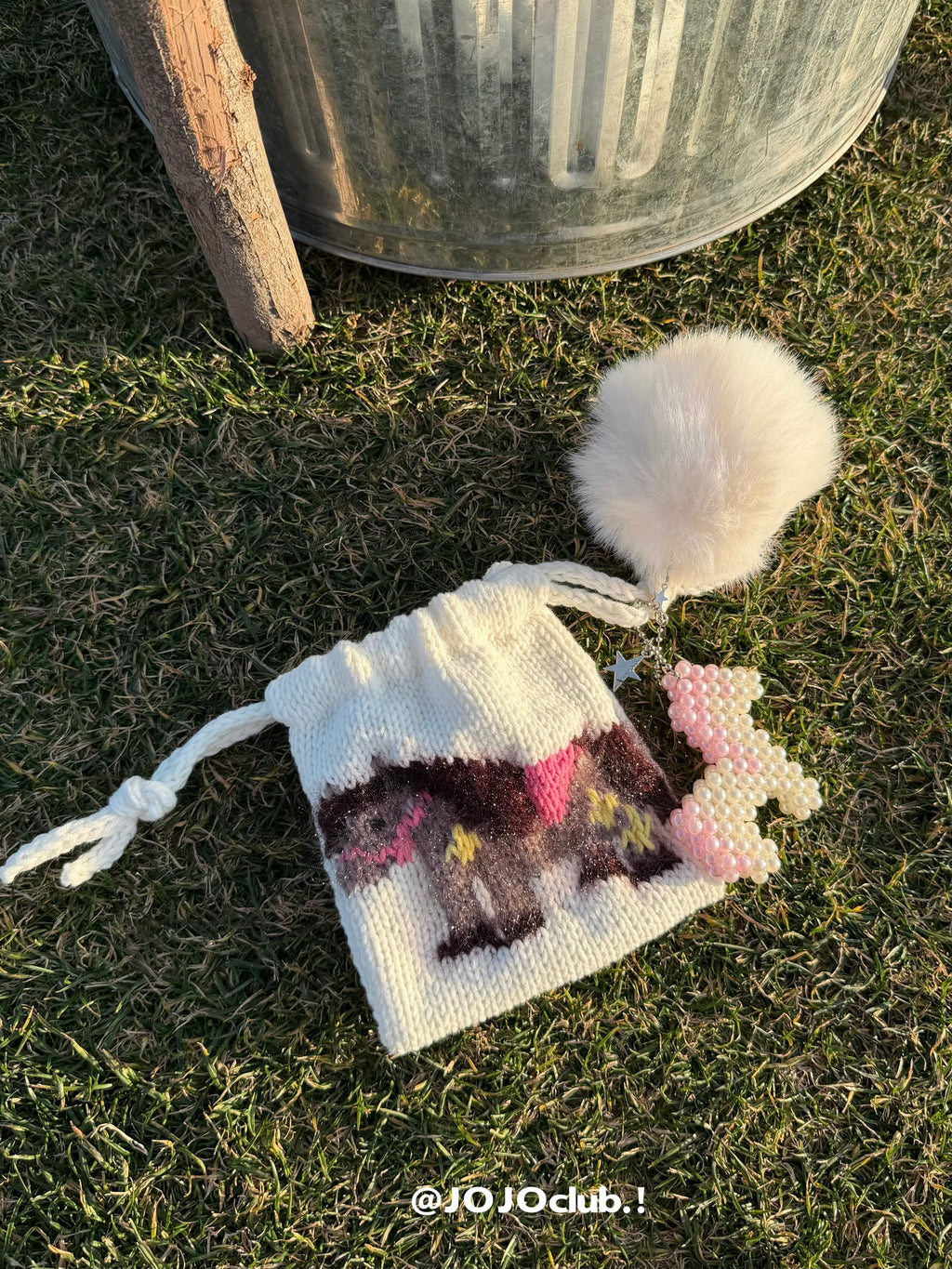 JOJOclub Knit Pony Mini Pouch