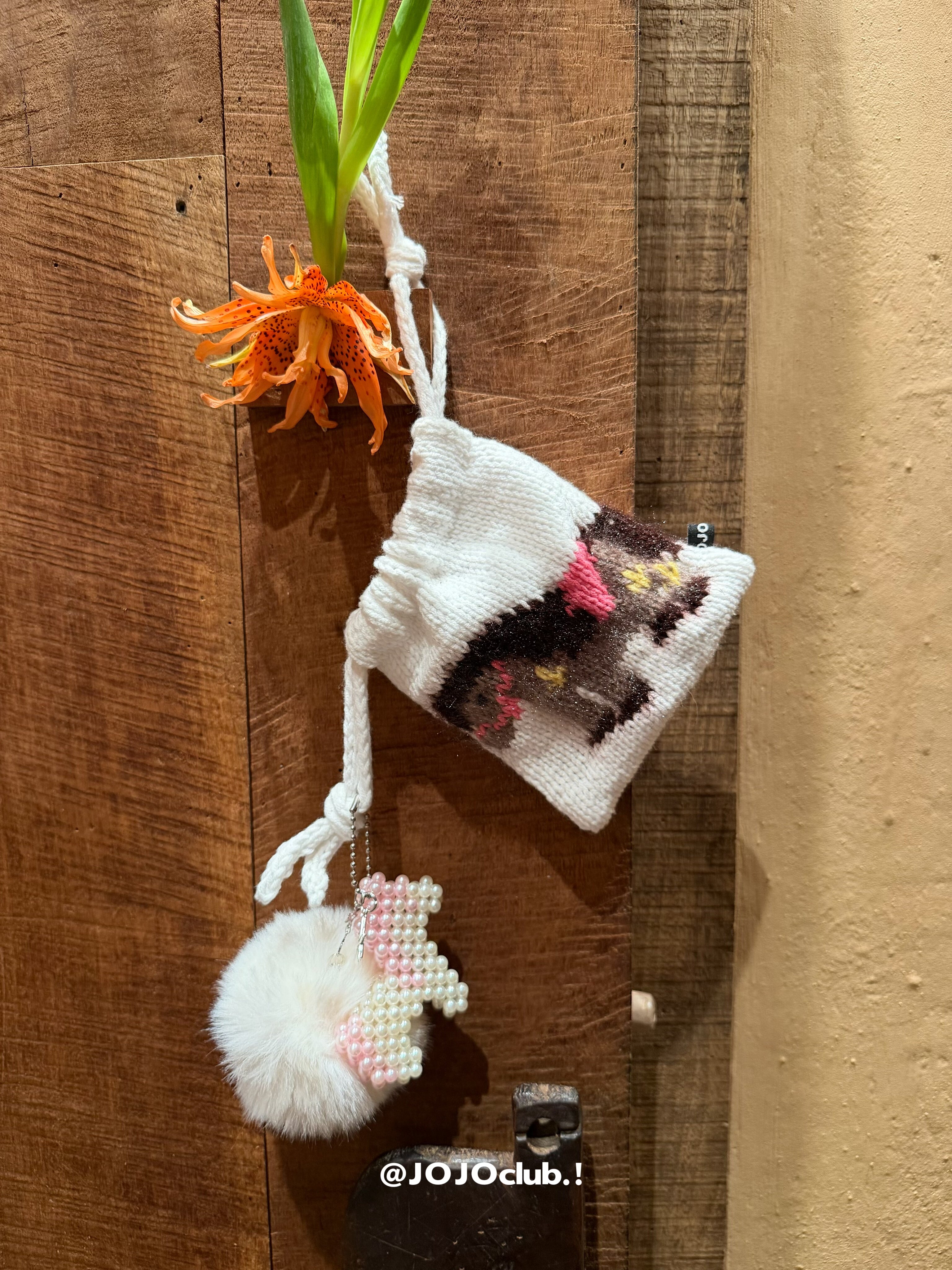 JOJOclub Knit Pony Mini Pouch