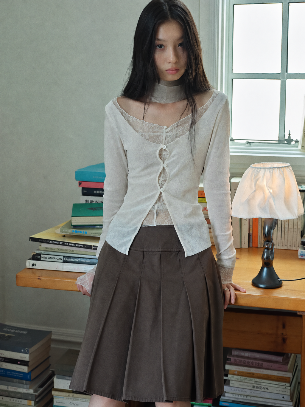Velvet Lace Cutout Layered Cardigan Top