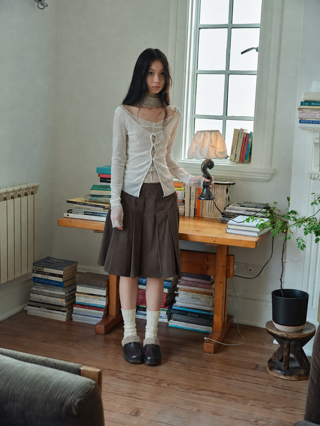 Velvet Lace Cutout Layered Cardigan Top