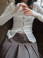 Velvet Lace Cutout Layered Cardigan Top