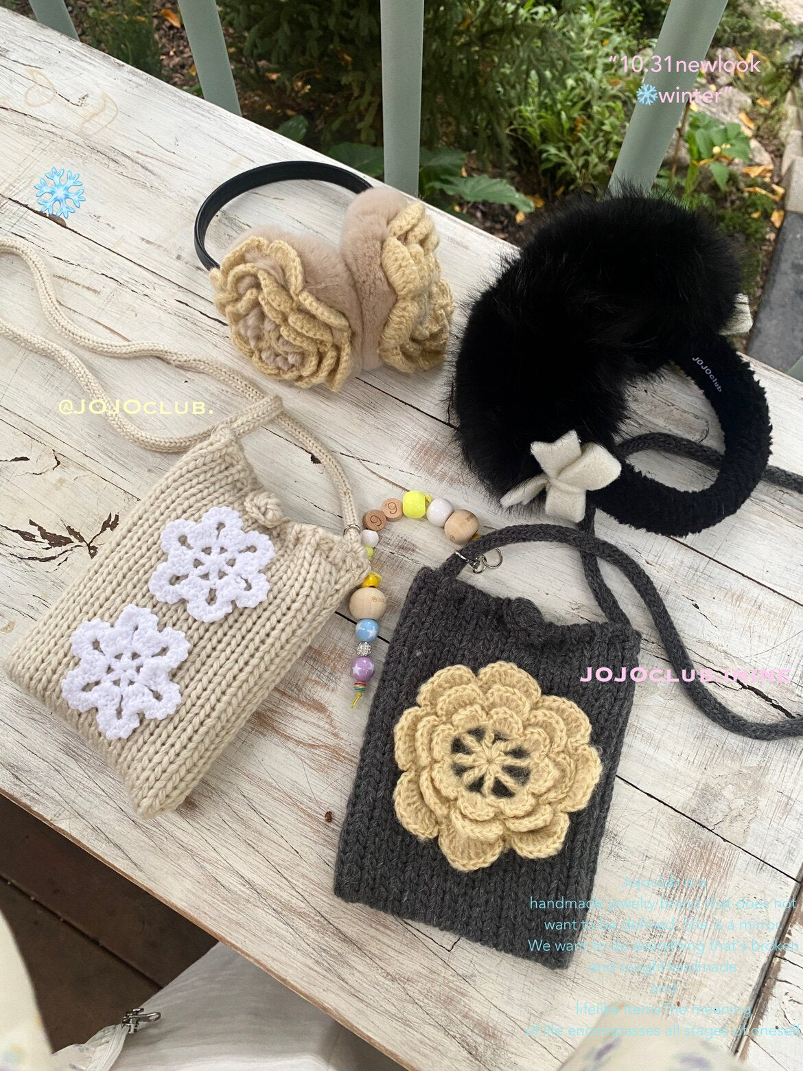 JOJOclub Plush Bow Black Gloves + Earmuffs Set