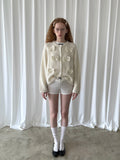PFF GIRL Beige Ribbon Roundneck Cardigan