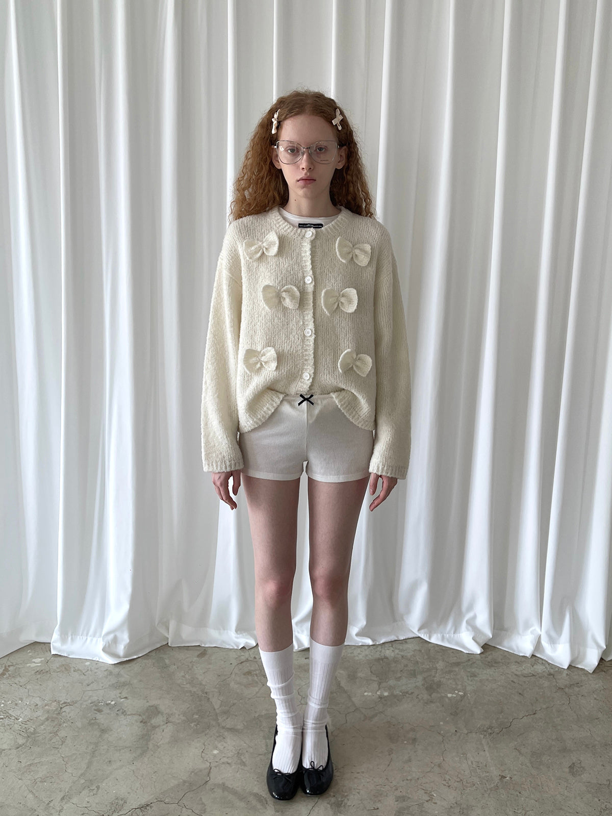 PFF GIRL Beige Ribbon Roundneck Cardigan