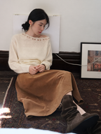 Alpaca Hand Crochet Off-Shoulder Knit Sweater