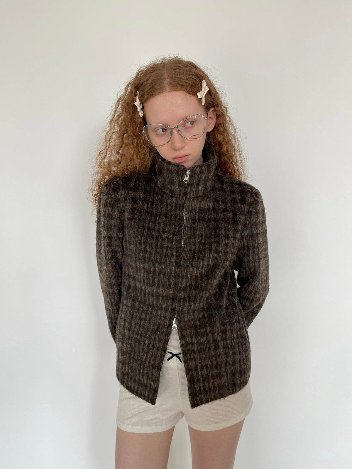 PFF GIRL Camel Brown Two-way Zipper Outerwear