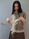 Soft Fur Wool Blend Puff Sleeve Knit Sweater