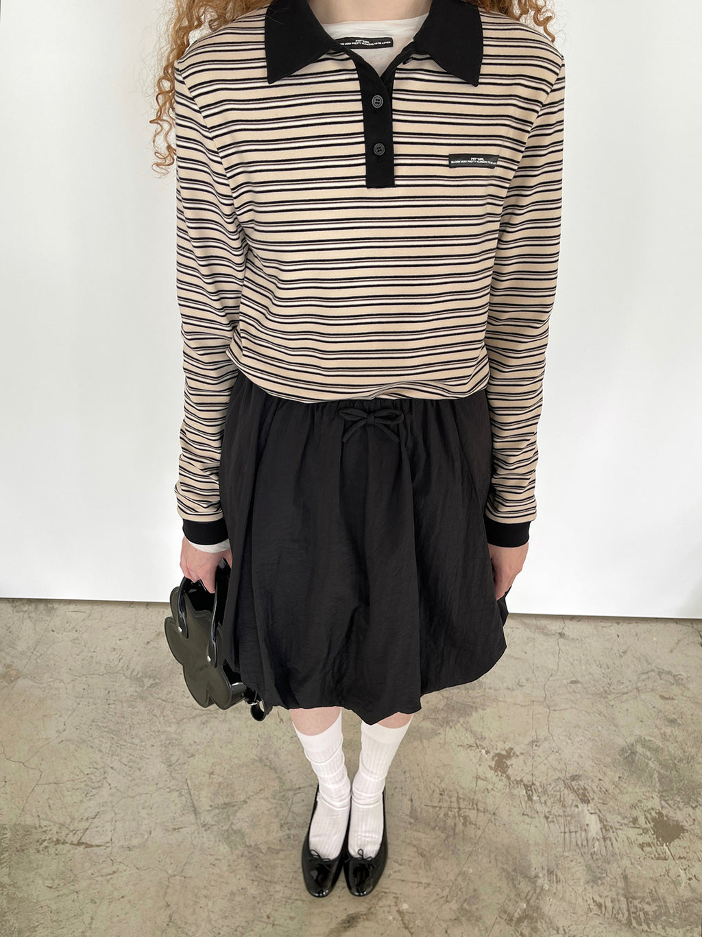 PFF GIRL Collar Stripe Polo Shirt