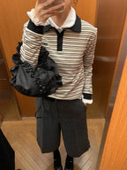 PFF GIRL Collar Stripe Polo Shirt