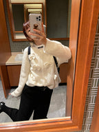 PFF GIRL Beige Ribbon Roundneck Cardigan