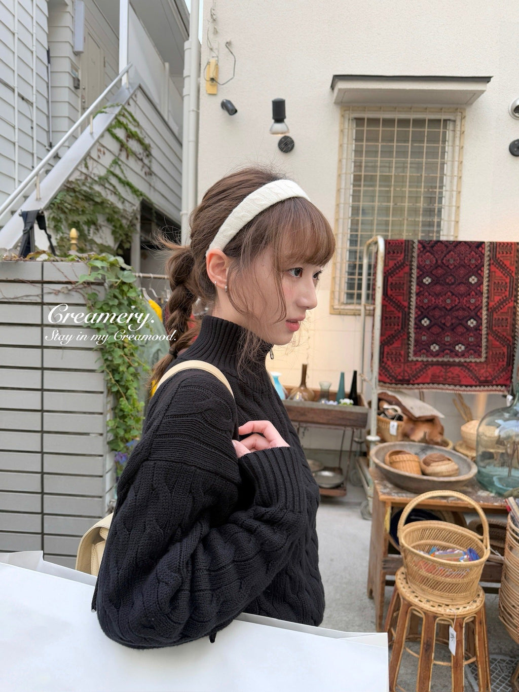 Creamery Retro Cable Knit Wool Hairband (4 colors)