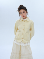 Silk Blend Ruffle Long Sleeve Neck Top