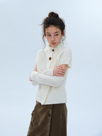 Alpaca Wool Blend Knit Neck Short Sleeve Sweater