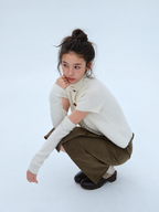 Alpaca Wool Blend Knit Neck Short Sleeve Sweater