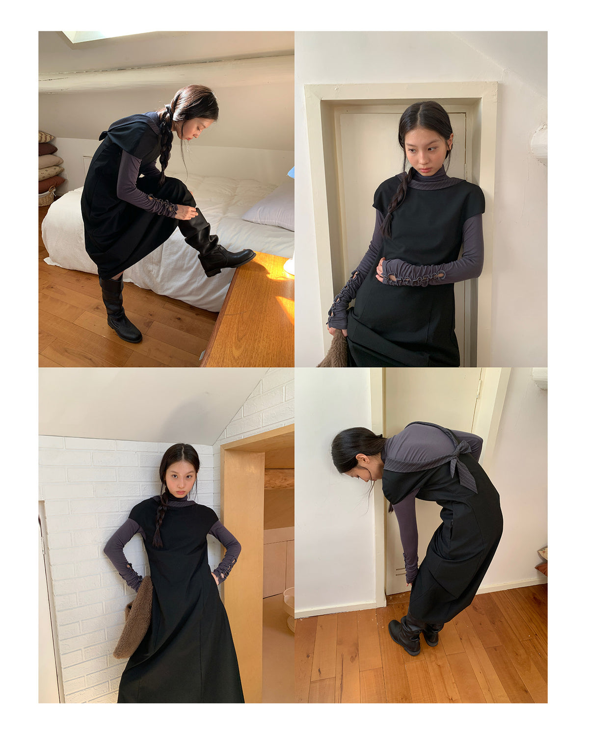Reversible Puff Sleeve Fitted Maxi Dress