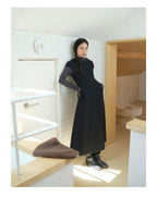 Reversible Puff Sleeve Fitted Maxi Dress