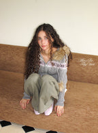 Hooded Fur Collar Cardigan