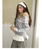 Hooded Fur Collar Cardigan