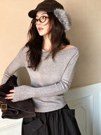 Lace Panel Off Shoulder Knit Top