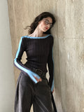 Contrast Ribbed Off Shoulder Knit Top