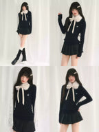 Cable Knit Top with Detachable Fur Collar
