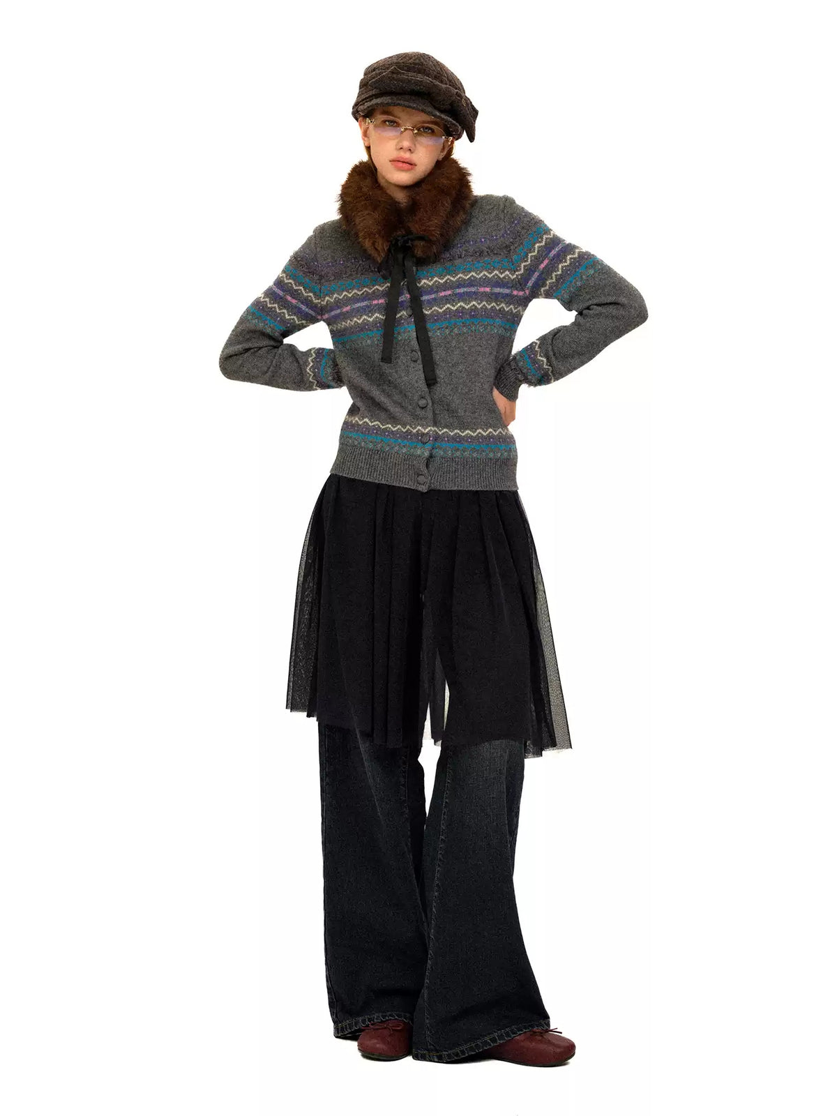 Faux Fur Ribbon Tie Neck Warmer