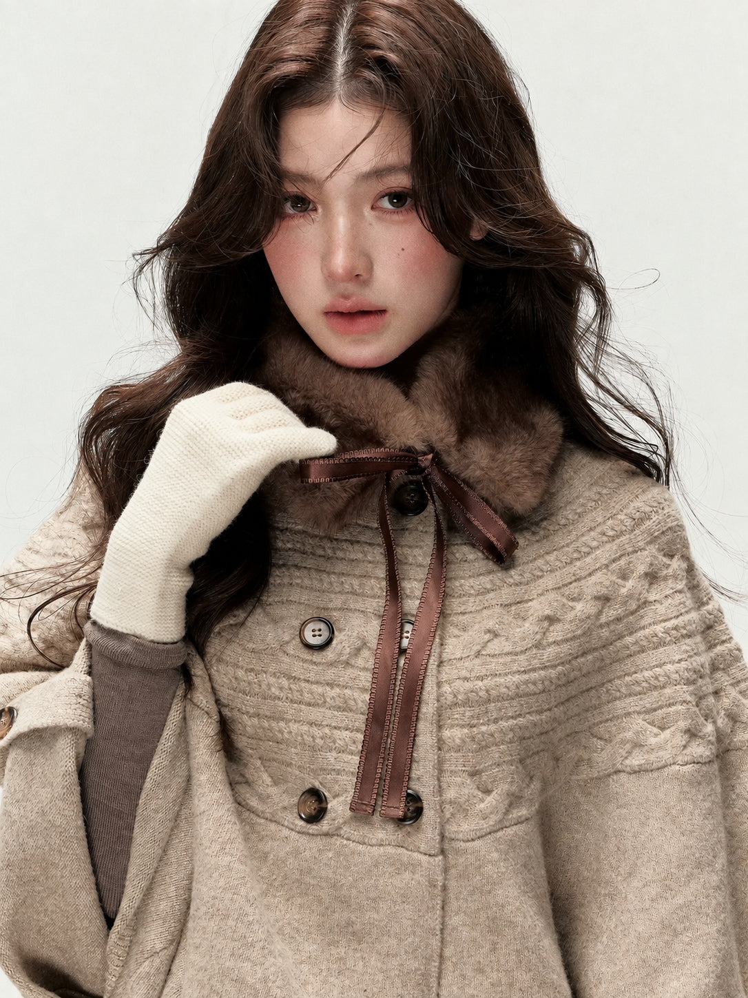 Bow Tie Faux Fur Collar