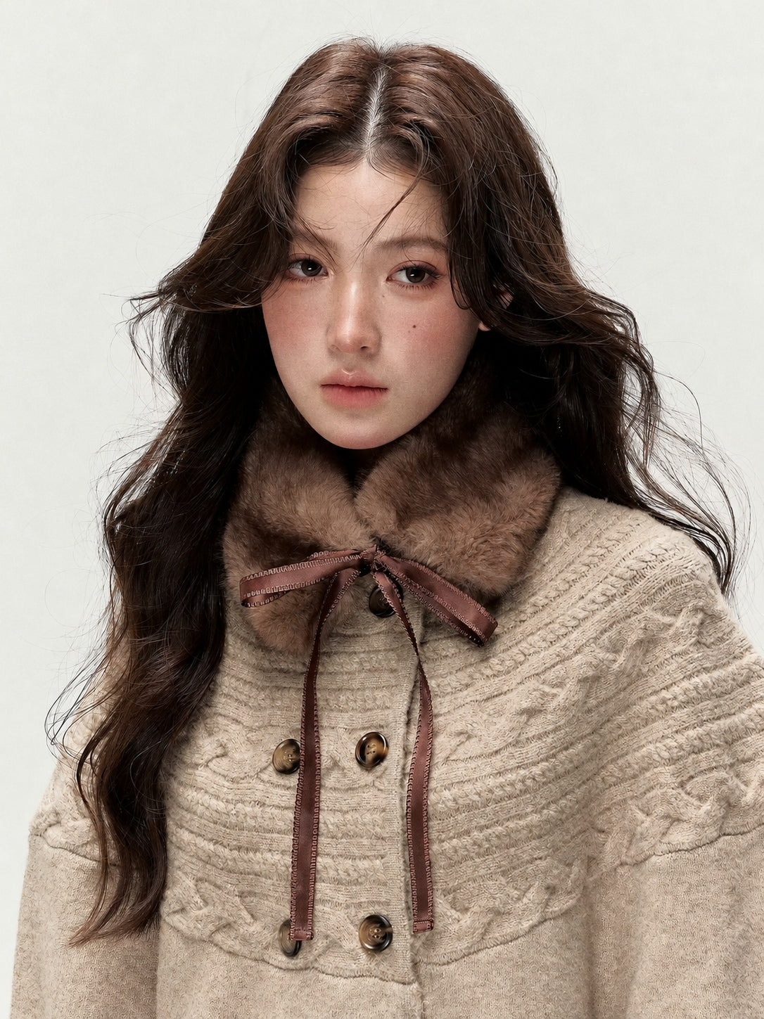 Bow Tie Faux Fur Collar
