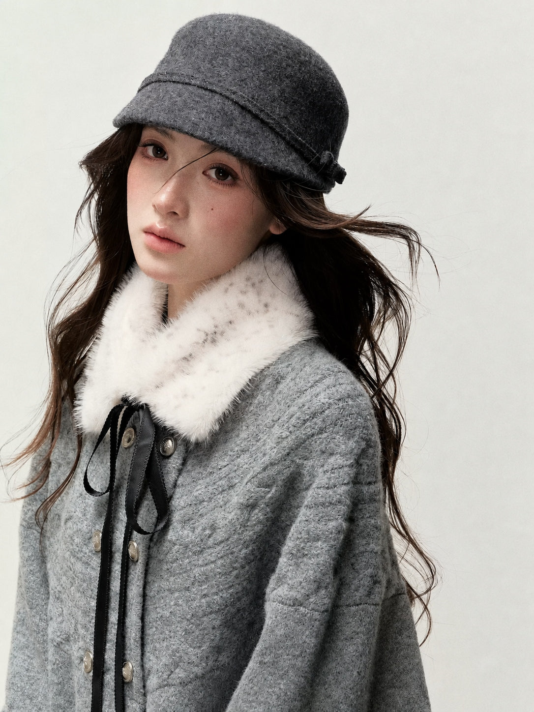 Bow Tie Faux Fur Collar