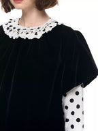 Velvet Puff Sleeve Bubble Hem Dress