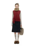 Knit Vest with Detachable Fur Collar