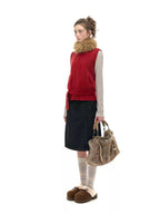 Knit Vest with Detachable Fur Collar