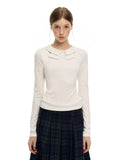 Convertible Bow Collar Long Sleeve Top