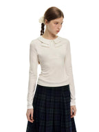 Convertible Bow Collar Long Sleeve Top