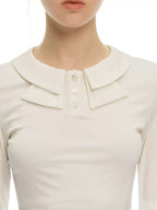 Convertible Bow Collar Long Sleeve Top