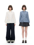 Peter Pan Collar Pleated Long Sleeve Blouse