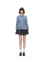 Peter Pan Collar Pleated Long Sleeve Blouse