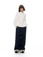 Peter Pan Collar Pleated Long Sleeve Blouse