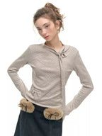 Striped Tie Neck Long Sleeve Top
