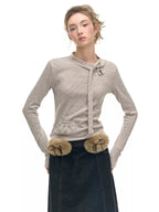 Striped Tie Neck Long Sleeve Top