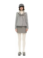 Jacquard Sailor Collar Jacket and Mini Skirt Set