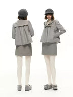 Jacquard Sailor Collar Jacket and Mini Skirt Set