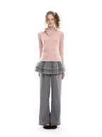 Layered Ruffle Skirt Wide Leg Pants