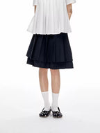 Double Layer Pleated A Line Skirt