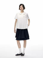 Double Layer Pleated A Line Skirt