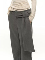 Flared Tailored Pants with Detachable Bow